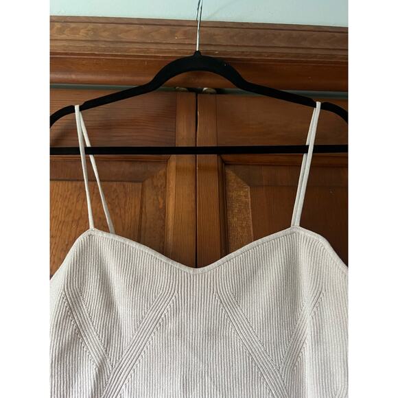 NWT H&M Women's Ribbed Knit Strappy Tank Top Sleeveless Cream Tan Size XL - Picture 2 of 10